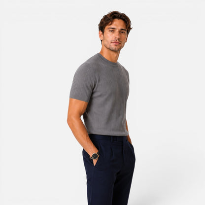 Men’s Knitted T-Shirt Lightweight Comfort Slim Fit Summer