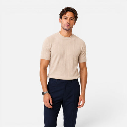 Men’s Knitted T-Shirt Lightweight Comfort Slim Fit Summer