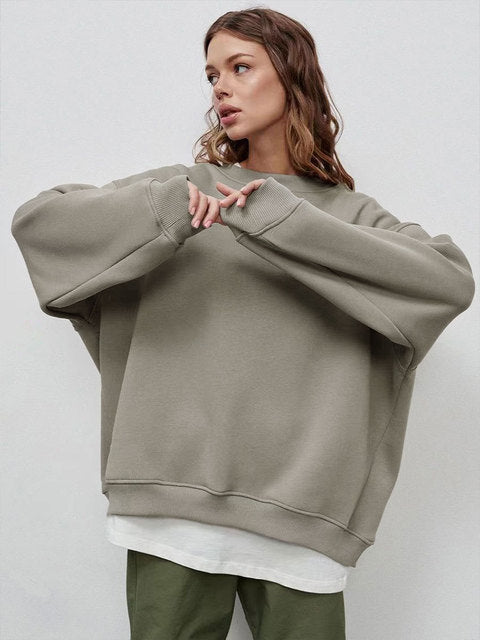 Women's Oversized Sweatshirt in Solid Color Design