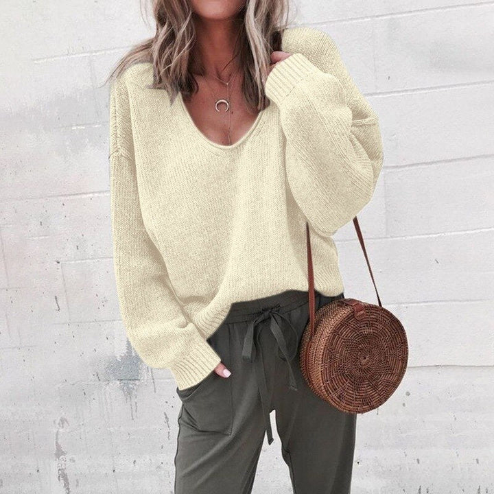 Loose V-neck Knitted Top Sweater