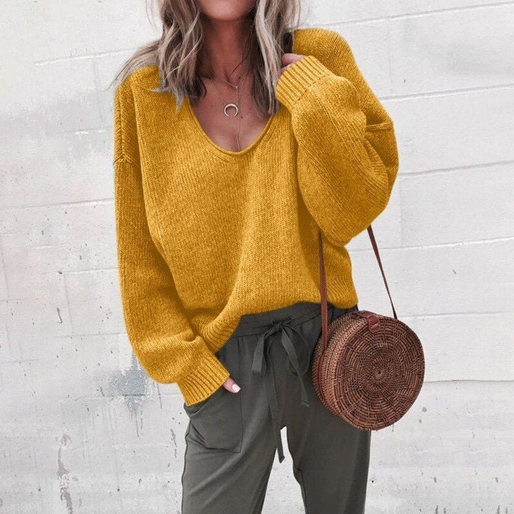 Loose V-neck Knitted Top Sweater