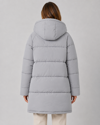 Women's Hooded Longline Padded Puffer Coat Mid-Length