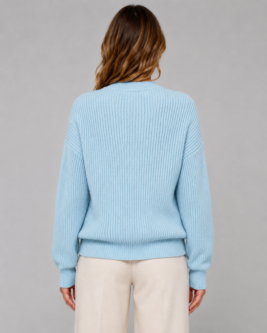 Women's Ribbed Henley Sweater Button Neck Relaxed Knit