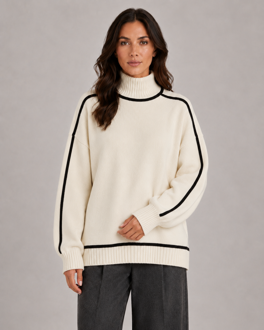 Women's Oversized Roll Neck Knit Sweater