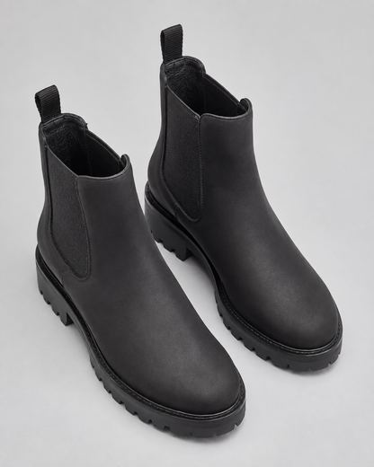 Women's Chelsea Boots - Suede-Look Chunky Lug Sole
