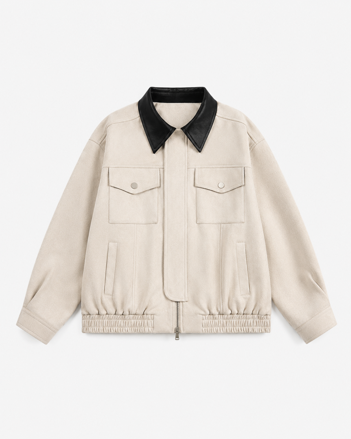 Women's Cropped Barn Jacket - Faux Suede Contrast Collar