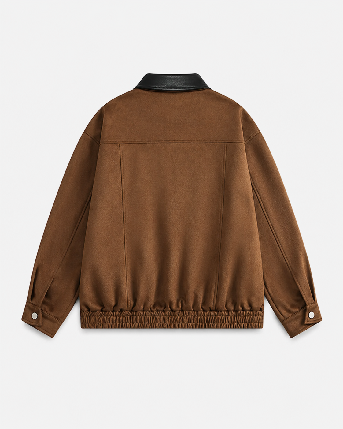 Women's Cropped Barn Jacket - Faux Suede Contrast Collar