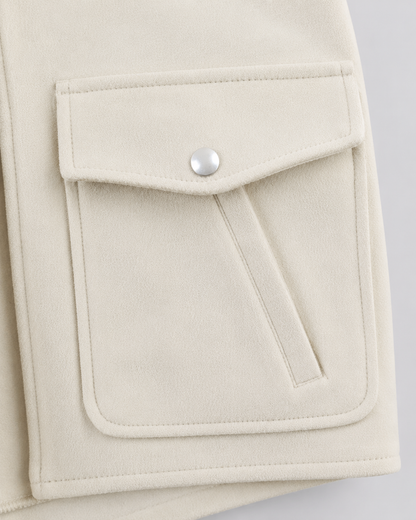 Women's Cropped Suede Jacket - Snap Flap Pockets