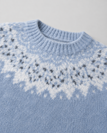 Women's Fair Isle Knit Sweater - Crew Neck Relaxed Fit