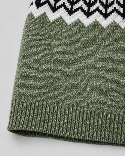 Women's Fair Isle Knit Sweater - Ribbed Mock Neck Relaxed Fit
