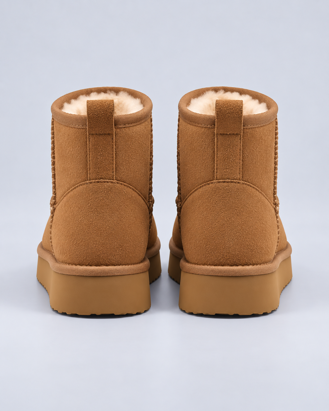 Women's Fleece-Lined Ankle Boots – Pull-On Platform Sole