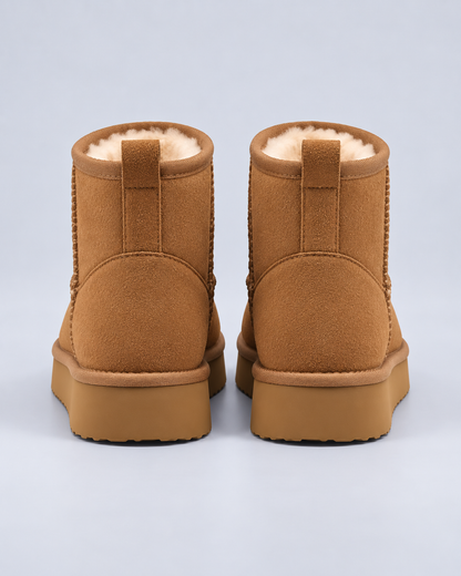 Women's Fleece-Lined Ankle Boots – Pull-On Platform Sole