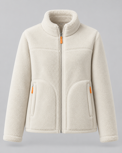 Women's Fleece Zip Jacket - Stand Collar Regular Fit with Pockets