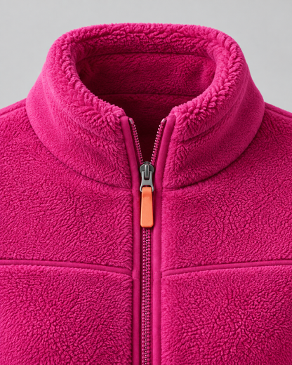 Women's Fleece Zip Jacket - Stand Collar Regular Fit with Pockets