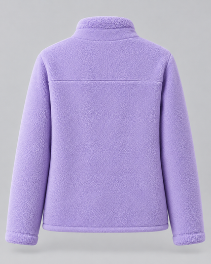 Women's Fleece Zip Jacket - Stand Collar Regular Fit with Pockets