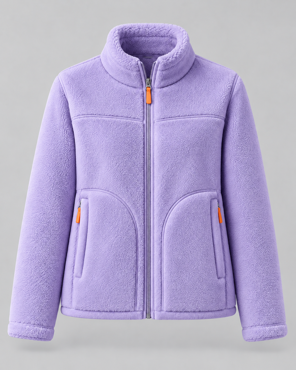 Women's Fleece Zip Jacket - Stand Collar Regular Fit with Pockets