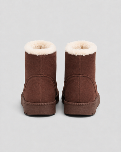 Women's Fur-Lined Lace-Up Ankle Boots - Suede-Look Winter Style