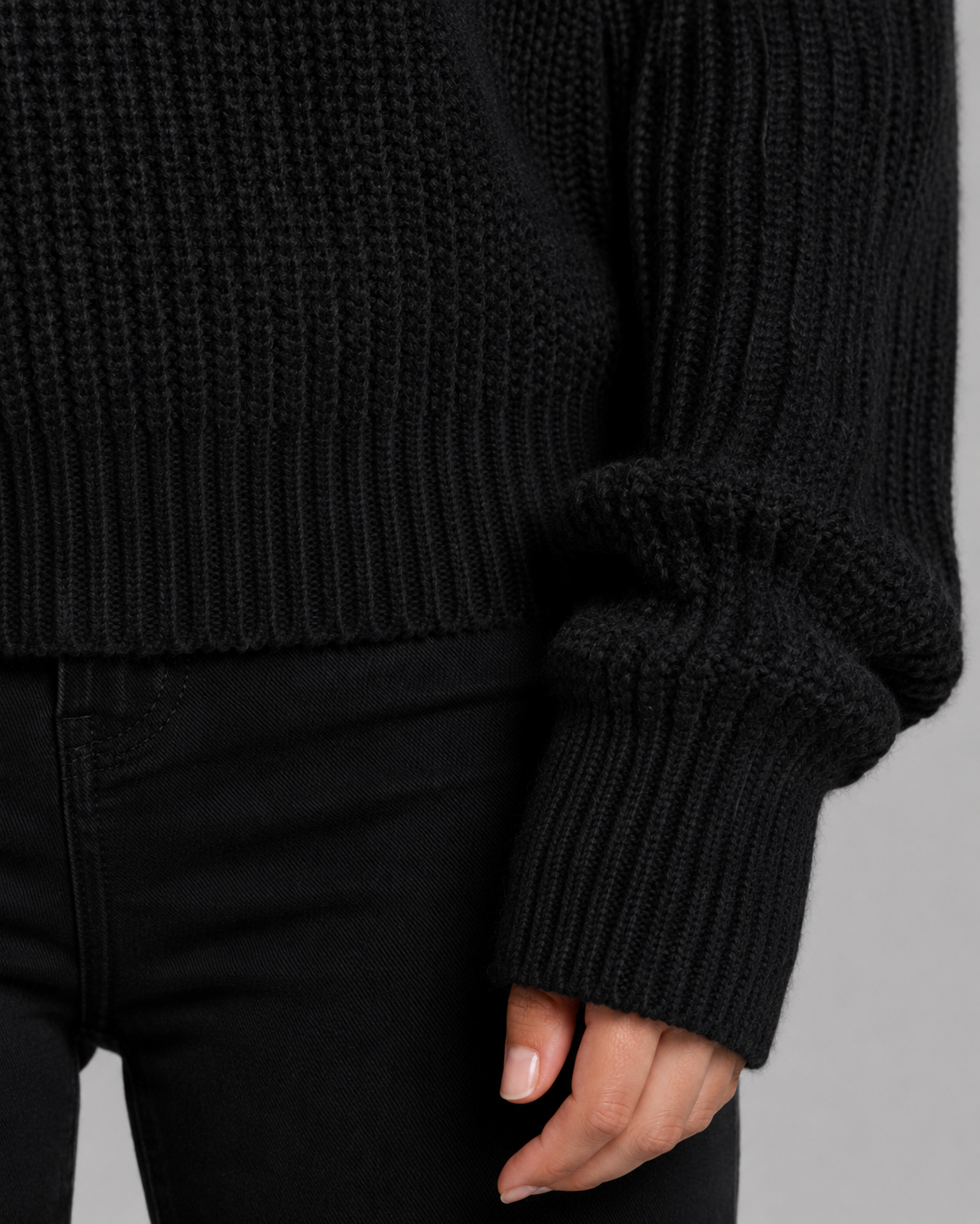 Women's Half-Zip Ribbed Knit Sweater - Cropped Funnel Neck