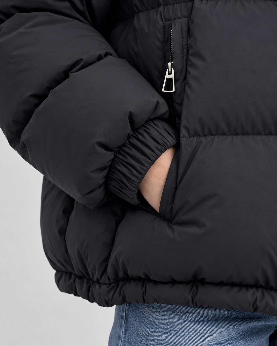 Women's Hooded Puffer Jacket - Oversized Zip Front Short Length