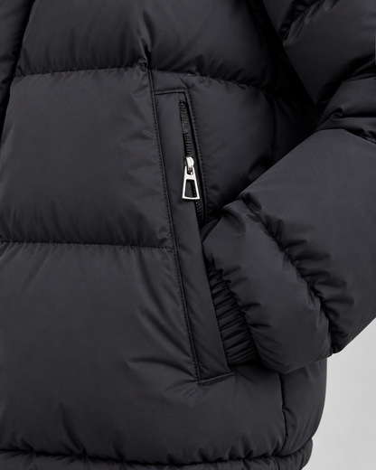 Women's Hooded Puffer Jacket - Oversized Zip Front Short Length