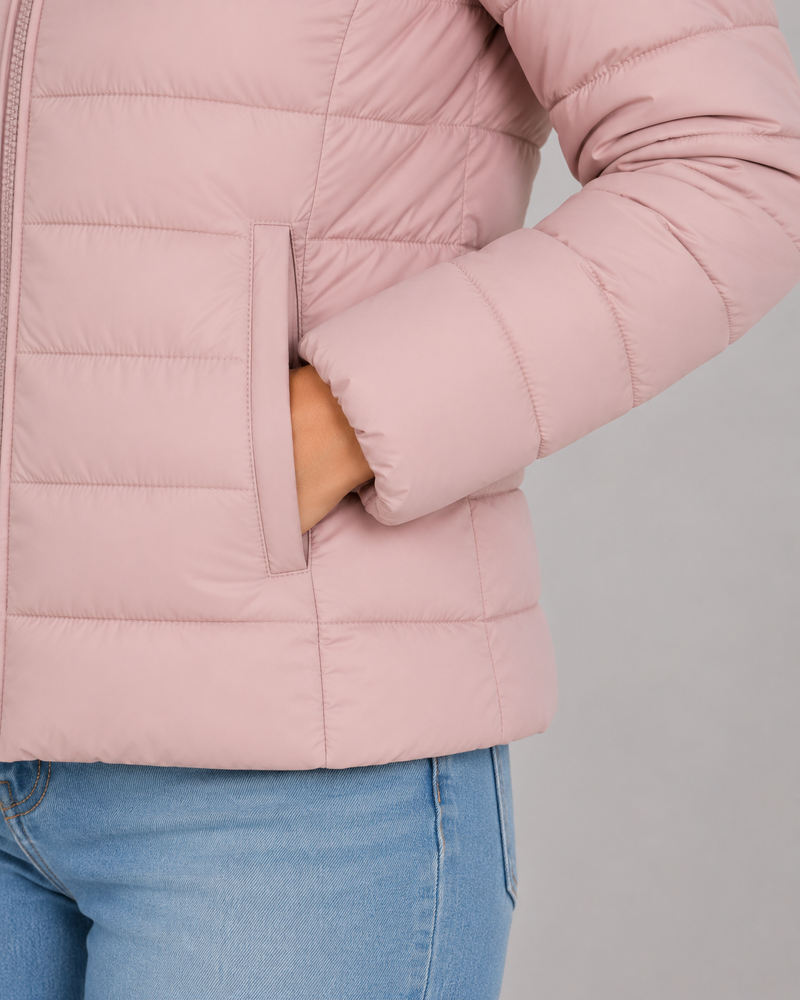 Women's Lightweight Puffer Jacket with Stand Collar