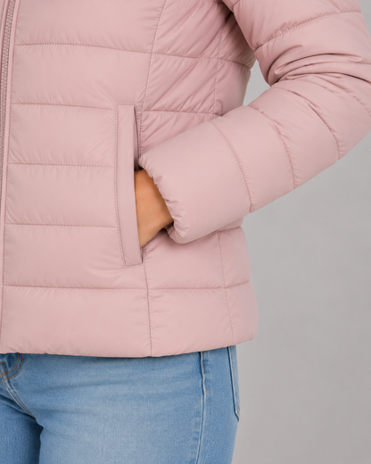 Women's Lightweight Puffer Jacket with Stand Collar