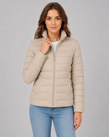 Women's Lightweight Puffer Jacket with Stand Collar