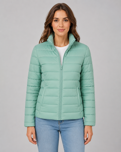 Women's Lightweight Puffer Jacket with Stand Collar