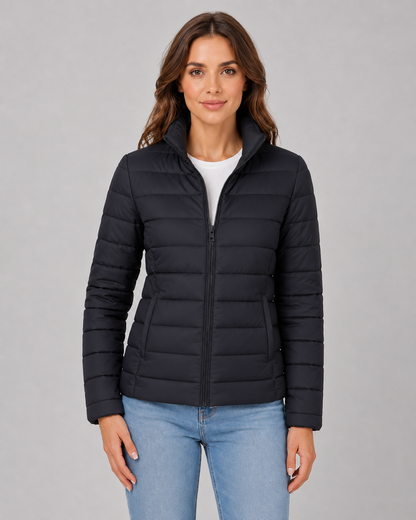 Women's Lightweight Puffer Jacket with Stand Collar