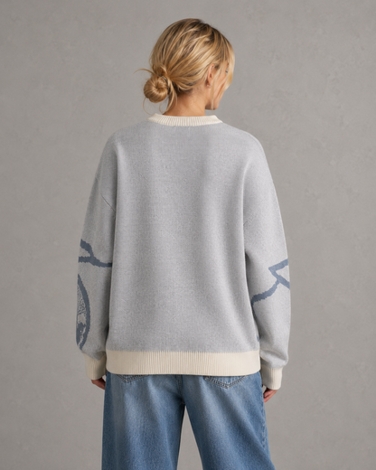 Women's Oversized Graphic Knit Sweater - Relaxed Streetwear Fit