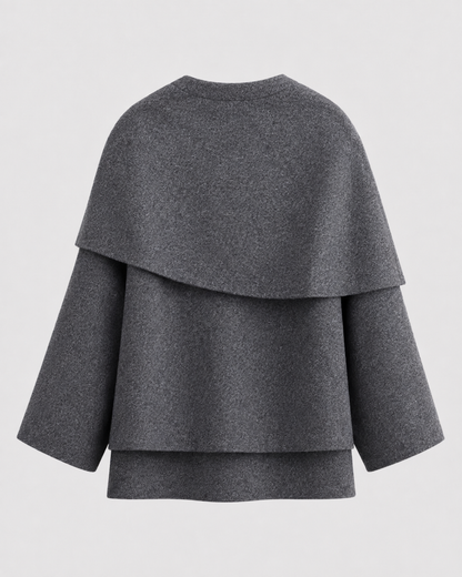 Women's Scarf Coat - Draped Cape Collar Boxy Fit